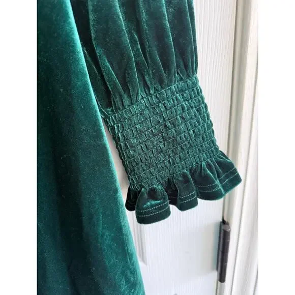 Baltic Born Tina Green Velvet Knee Length Long Sleeved Dress sz XL NWT - Picture 8 of 8